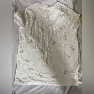Bnwt michael kors tshirt white and gold size medium